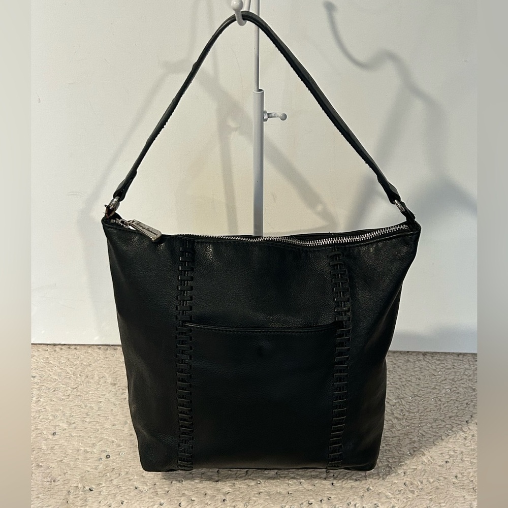 Tommy Bahama Black Leather Hobo Shoulder Bag Soft Slouchy Everyday purse - Picture 7 of 11